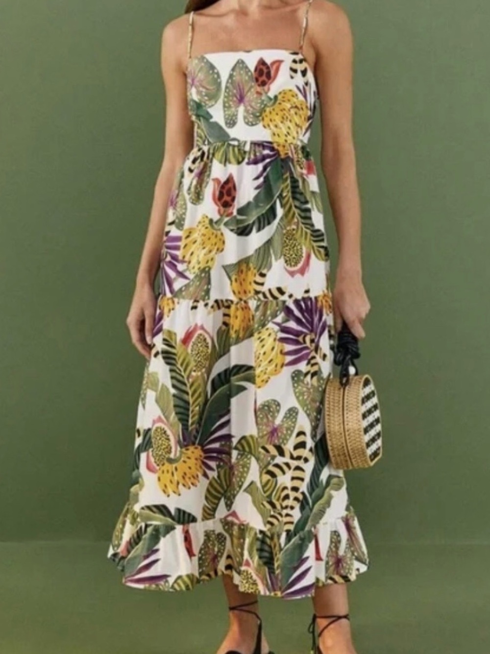 Farm Rio Anthropologie Cotton Tripixal Forest Maxi Dress Size Large